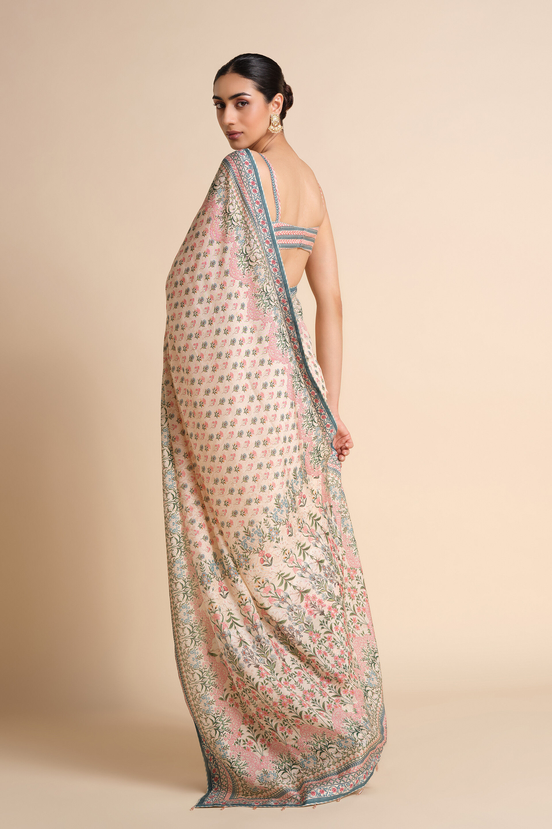 Desna Printed Silk Saree - Beige, Beige, image 6